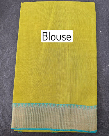 Handwoven Mangalgiri Cotton Saree | Chartreuse | Gold Zari | Handwoven | Ships from California